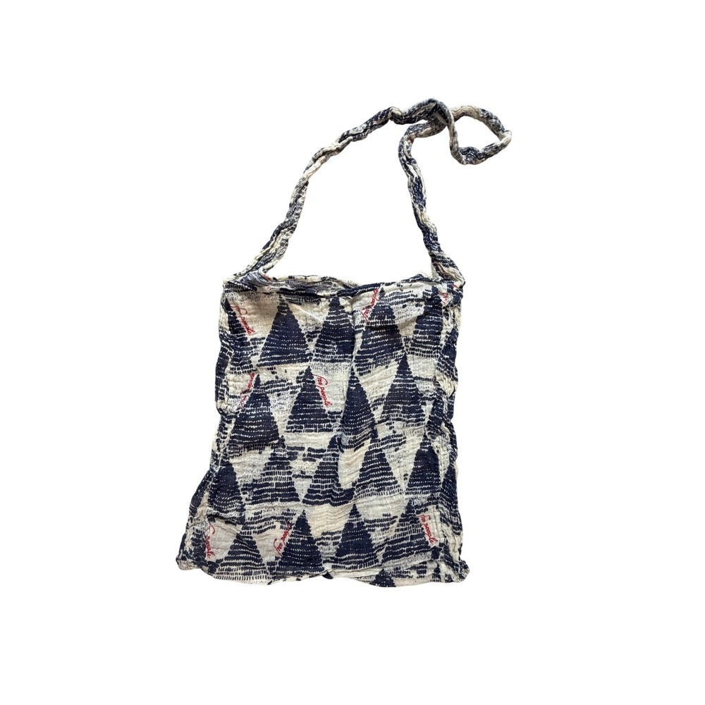 Free People Navy Blue‎ Cream Geometric Gauze Tote Shopping Bag Boho Lightweight